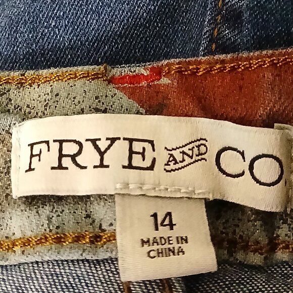 Frye & CO Jeans Size 14 Ankle Crop Raw Hem Button Fly Dark Wash Denim Stretch - Picture 7 of 8